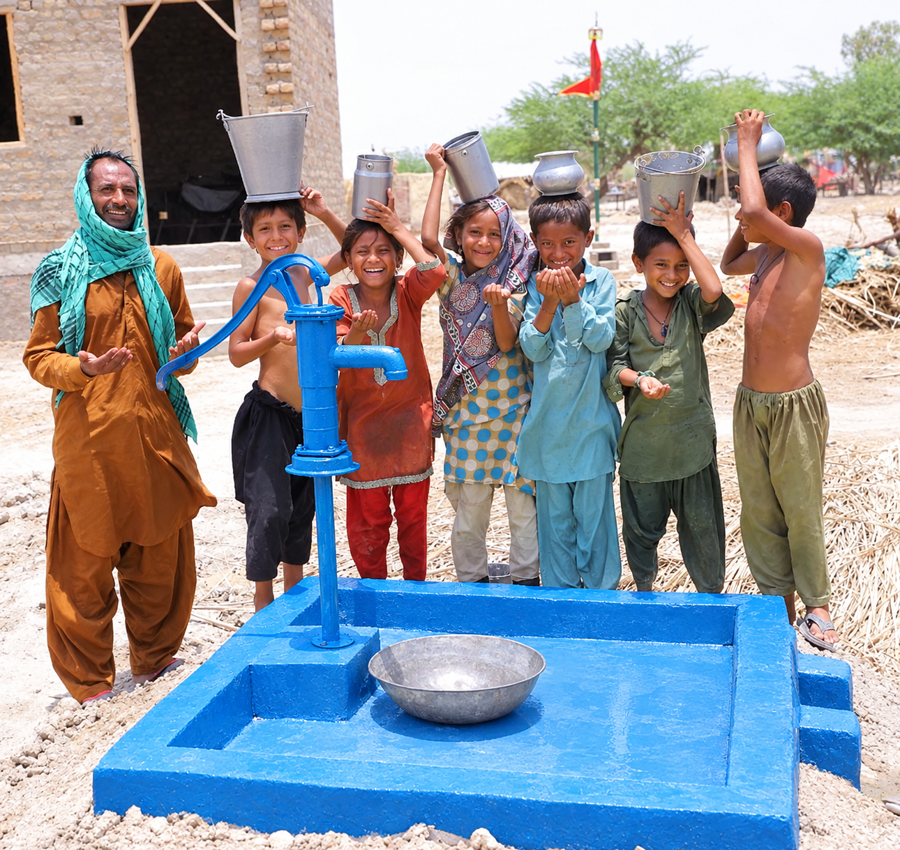 Hand pumps and filtration for four villages